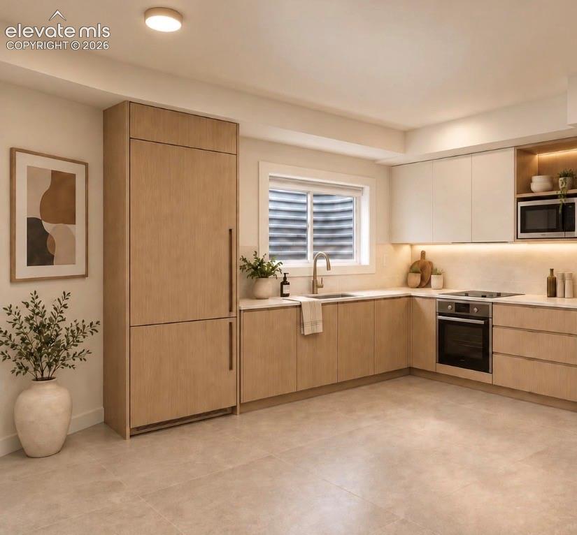 Image 42 of 45: AI kitchenette option for in law suite in basement storage area 