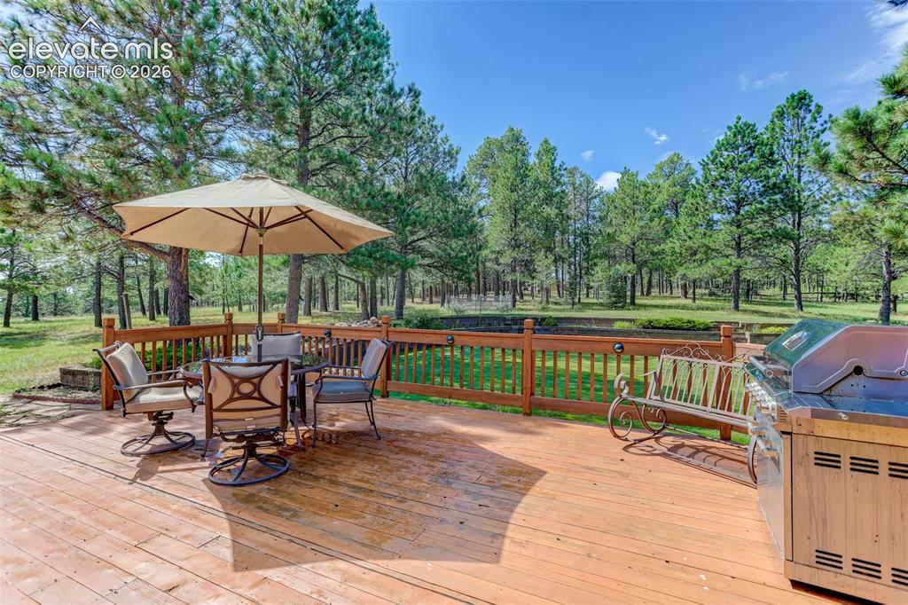 Image 5 of 49: View from back deck at back yard.