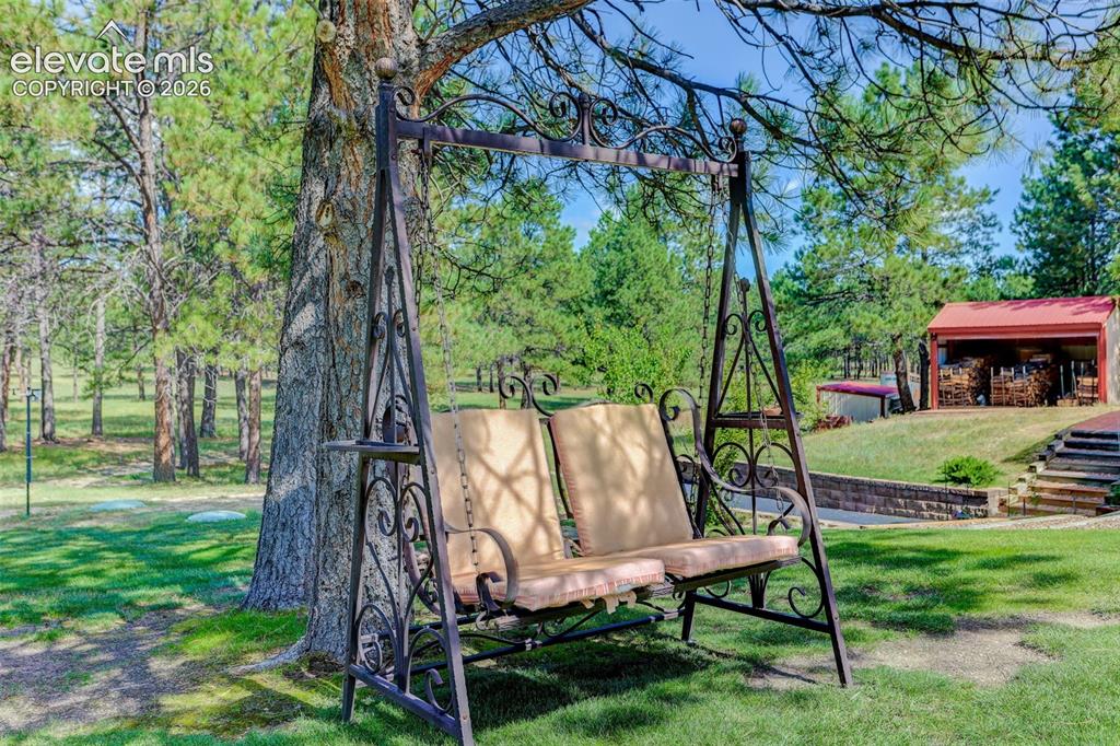 Image 9 of 49: Shed with 4 chords of wood. 