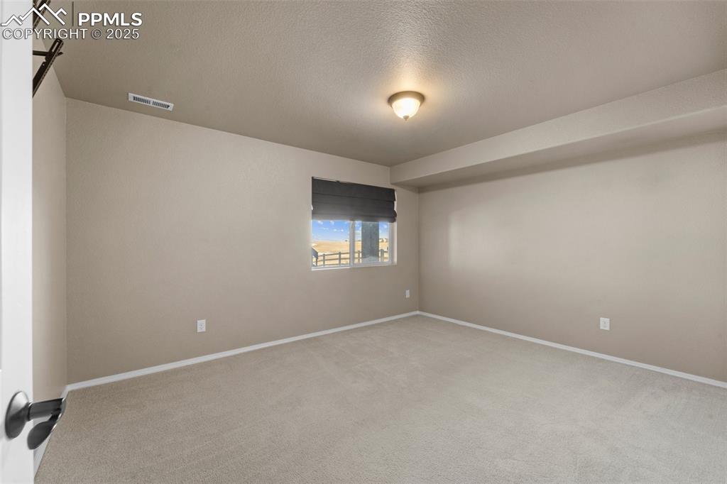 Image 31 of 50: Spare room featuring light colored carpet and a textured ceiling