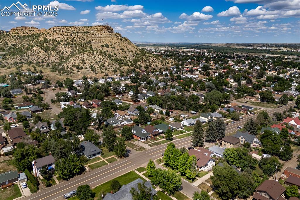Image 42 of 49: Aerial view of property and surrounding area