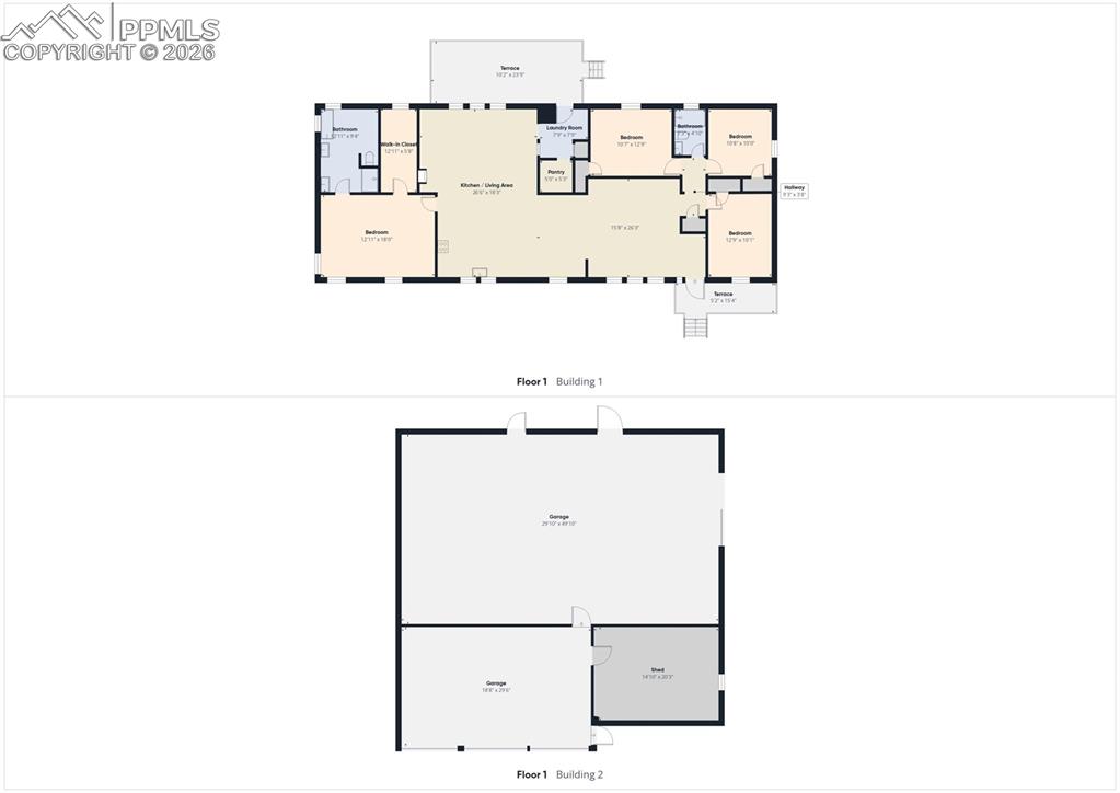 Image 50 of 50: Floor Plan – Residence & Outbuilding – Illustrated layout highlights the fu