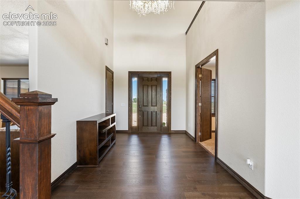 Image 5 of 46: Grand entry with beautiful chandler