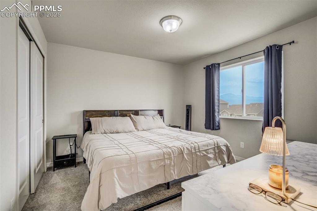 Image 13 of 27: Bedroom with carpet and a closet