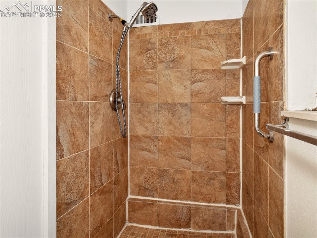 Image 19 of 44: Master bedroom shower with grab bars