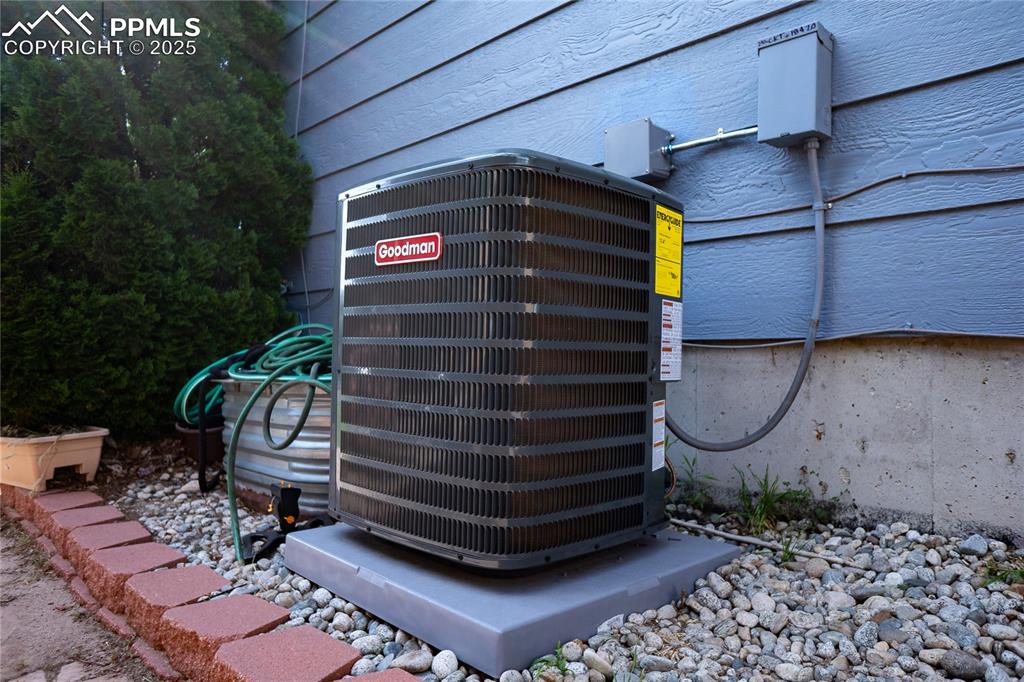Image 45 of 48: Exterior view of a central air condition unit