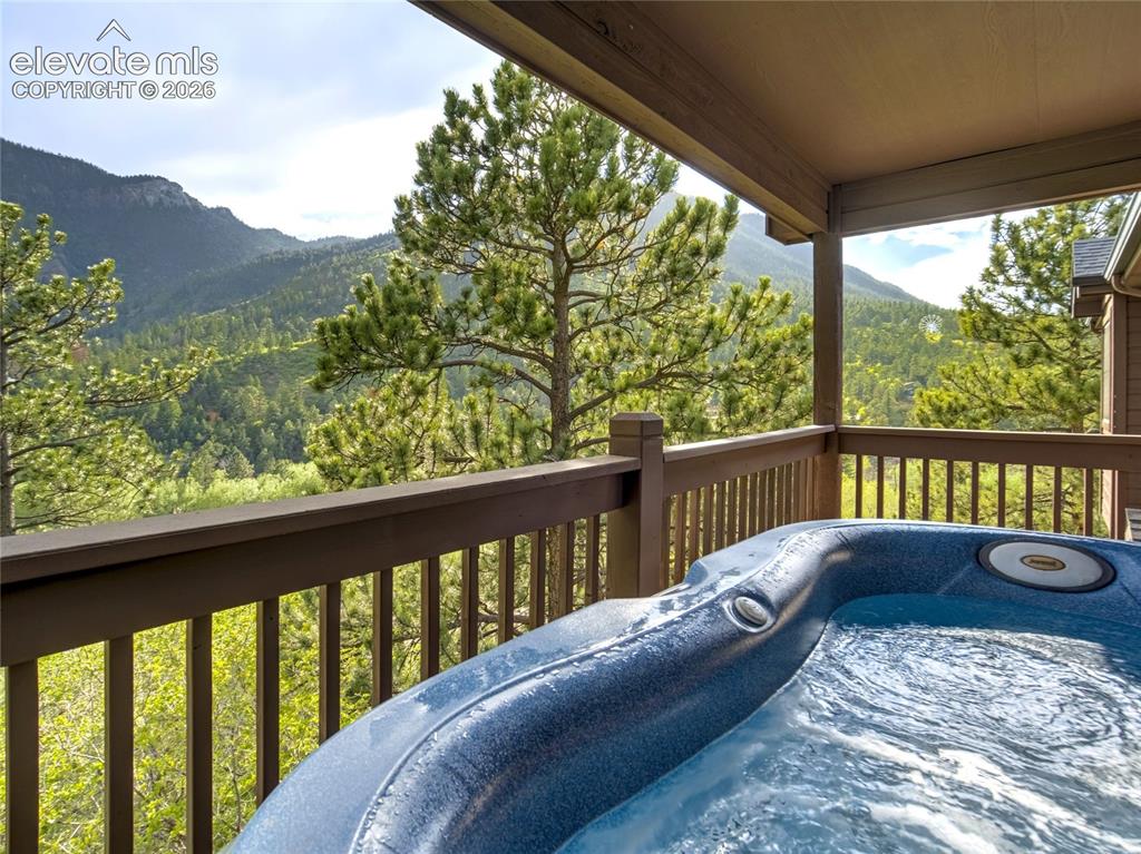 Image 9 of 50: Hot tub off of the primary suite is the backdrop for your own private retre