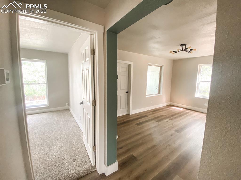 Image 7 of 24: Enclosed porch with wood-finish flooring, white trim, and multiple large wi