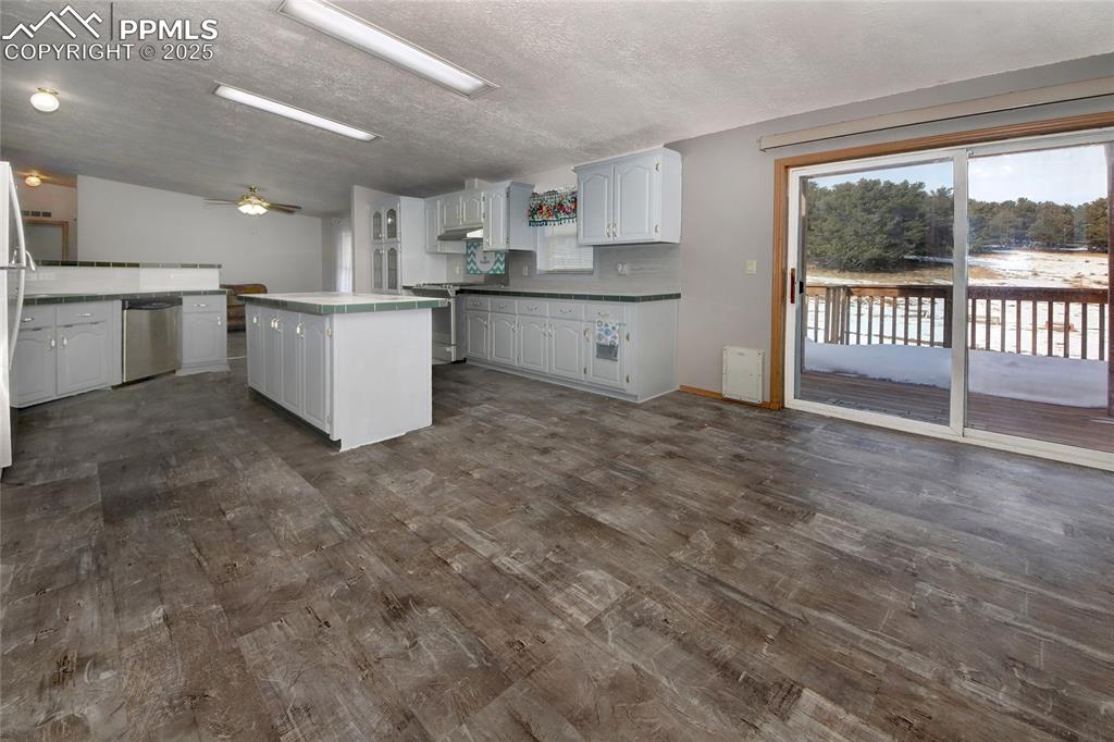 Image 7 of 50: Kitchen walks out to rear deck with heated ramp access