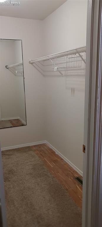 Image 29 of 45: Walk in closet with cedar on sides of floor