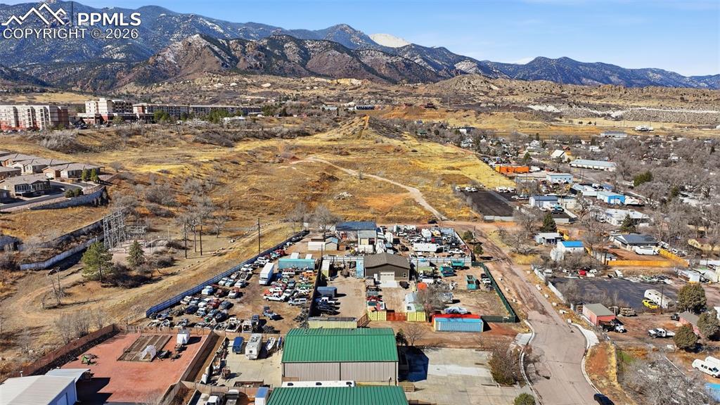 Image 31 of 34: Aerial neighborhood view: Convenient west-side Colorado Springs location wi