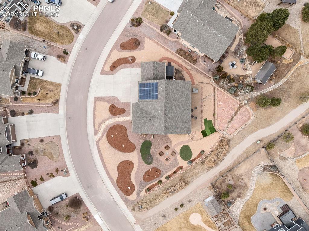 Image 43 of 43: Aerial view of lot and adjacent trail.
