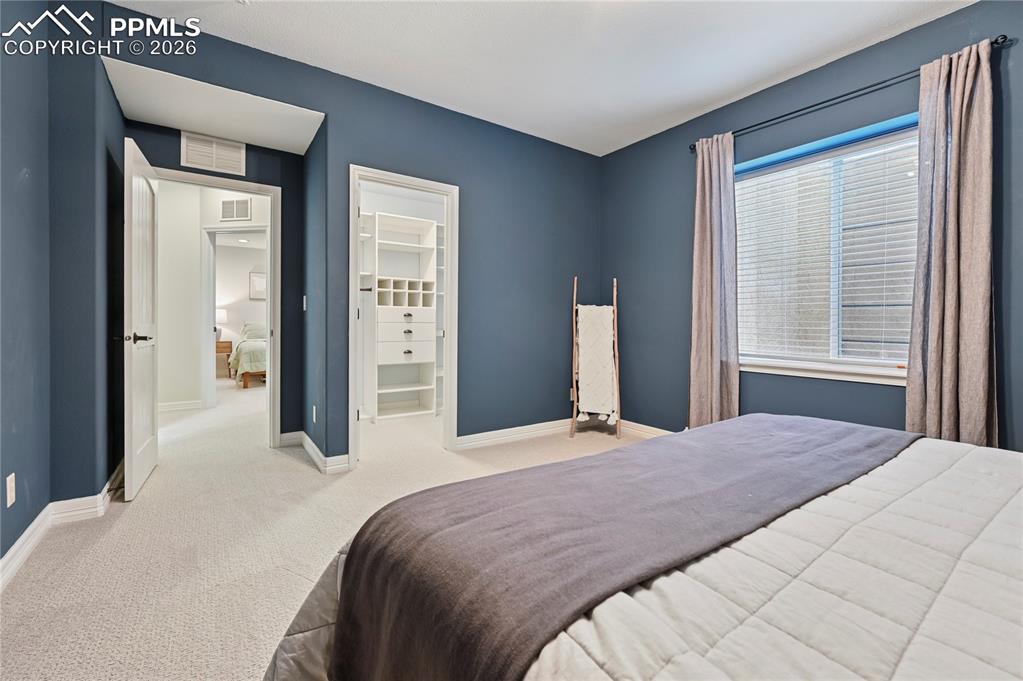 Image 40 of 49: Bedroom with a walk in closet and carpet floors