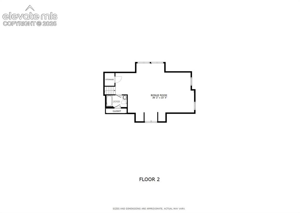Image 41 of 41: Floor plan for bonus space above garage