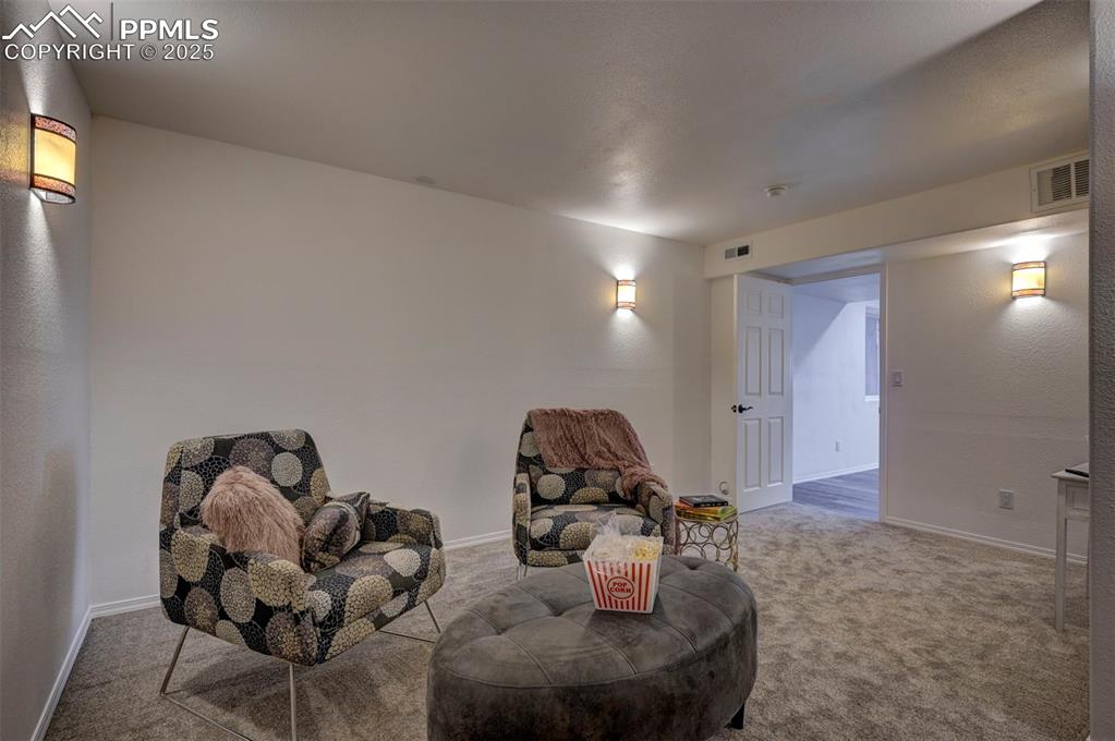 Image 44 of 50: Basement Media Room.