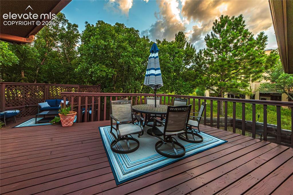 Image 36 of 43: View of deck at dusk