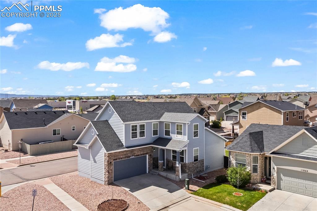 Image 2 of 25: Aerial perspective of suburban area
