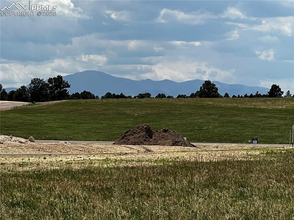 Caption: View of Pikes Peak from the lot