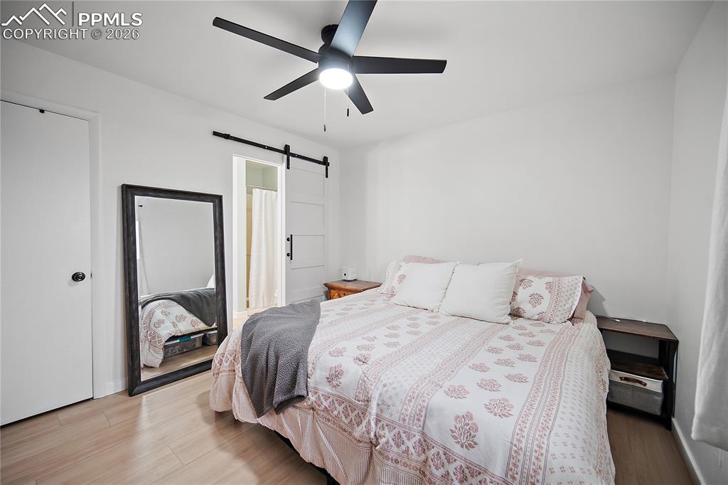 Image 15 of 44: Attached 3/4 bath and walk in closet. 