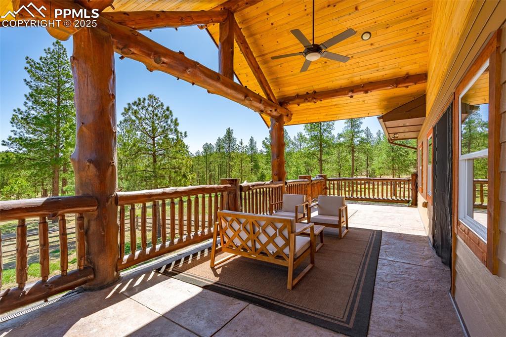 Image 10 of 40: Deck featuring ceiling fan