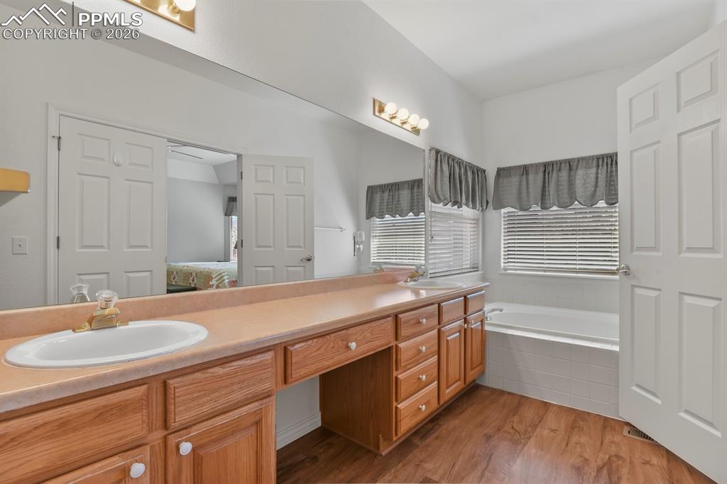 Image 19 of 45: Primary Bath with Soaking Tub!