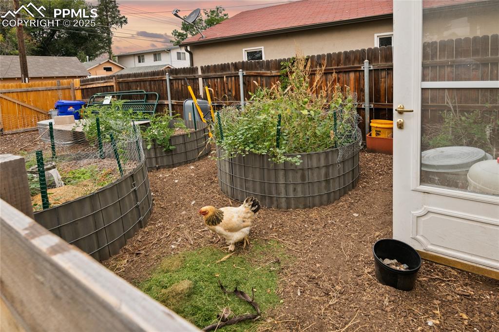 Image 34 of 43: Chicken Coop with Raised Flower Beds