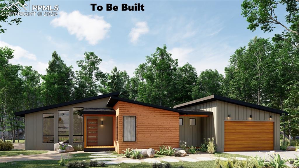 Caption: Rendering Drawing of home to be built with optional garage.