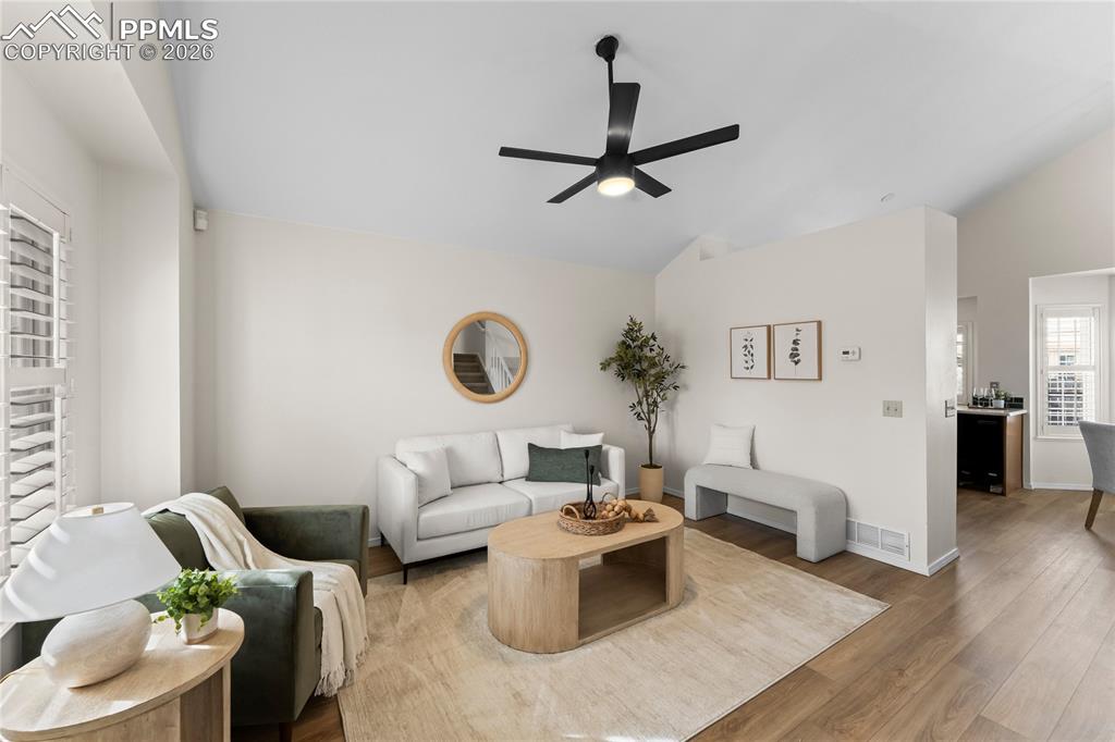 Image 2 of 28: Check out the plantation shutters! Brand new flooring and paint. No popco