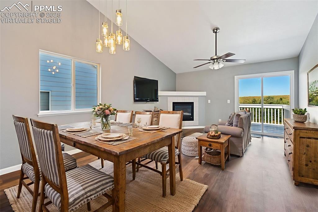 Image 15 of 40: virtually staged - 
dining & living area