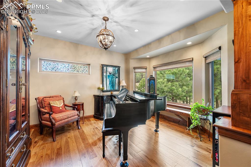Image 5 of 45: Formal dining room off foyer currently used as a music room