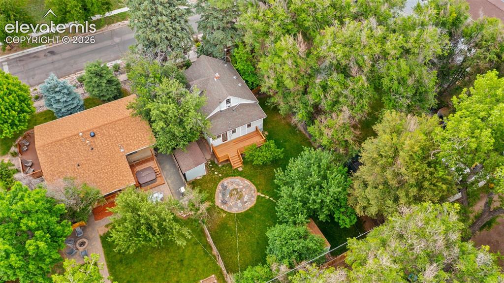 Image 31 of 38: Expansive backyard featuring a large green lawn, mature trees, and a circul