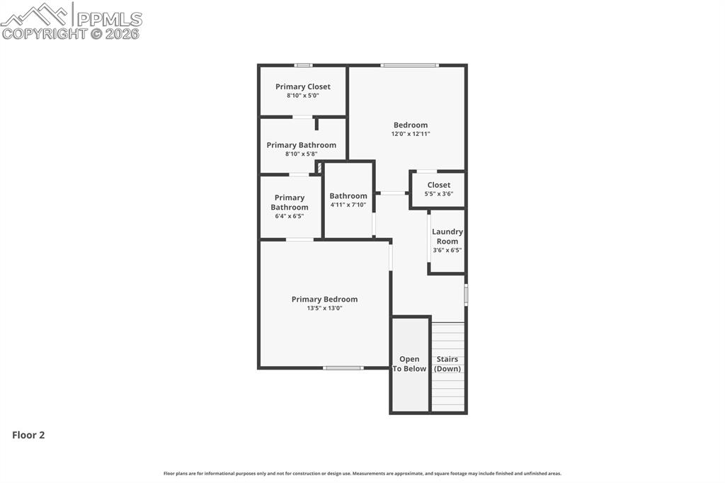 Image 33 of 34: Upstairs Layout with 2-Bedrooms and 2 Baths