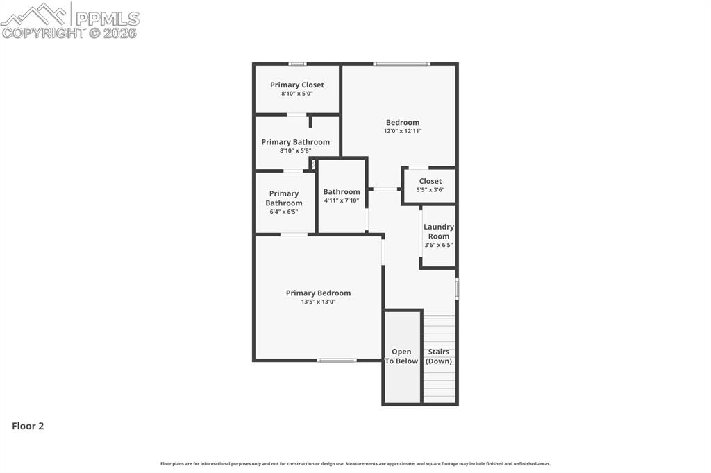 Image 34 of 35: Upstairs Layout with 2-Bedrooms and 2 Baths