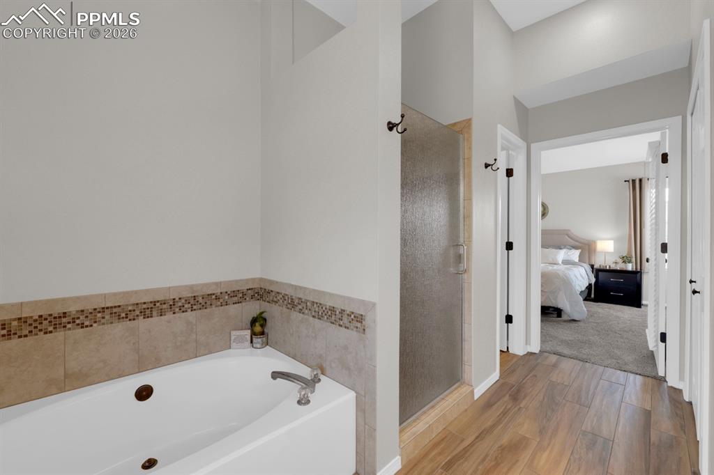 Image 17 of 39: 5 pc bath with new rain shower door