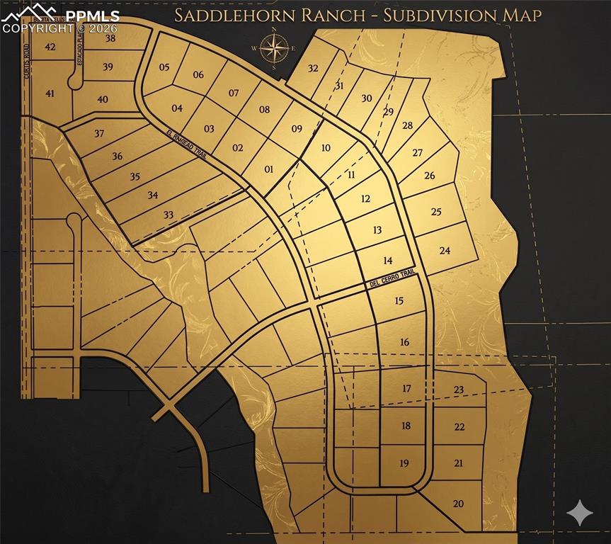 Image 3 of 4: Subdivision Map. Presenting the arrangement of properties within the Saddle