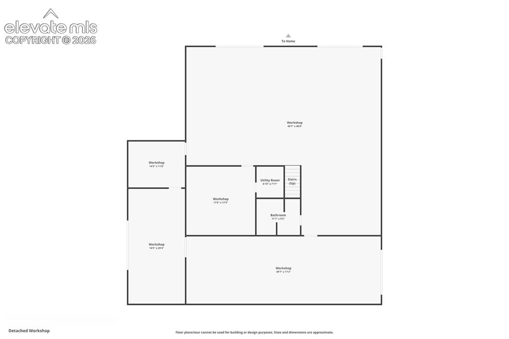 Image 49 of 50: Detached workshop main level floorplan