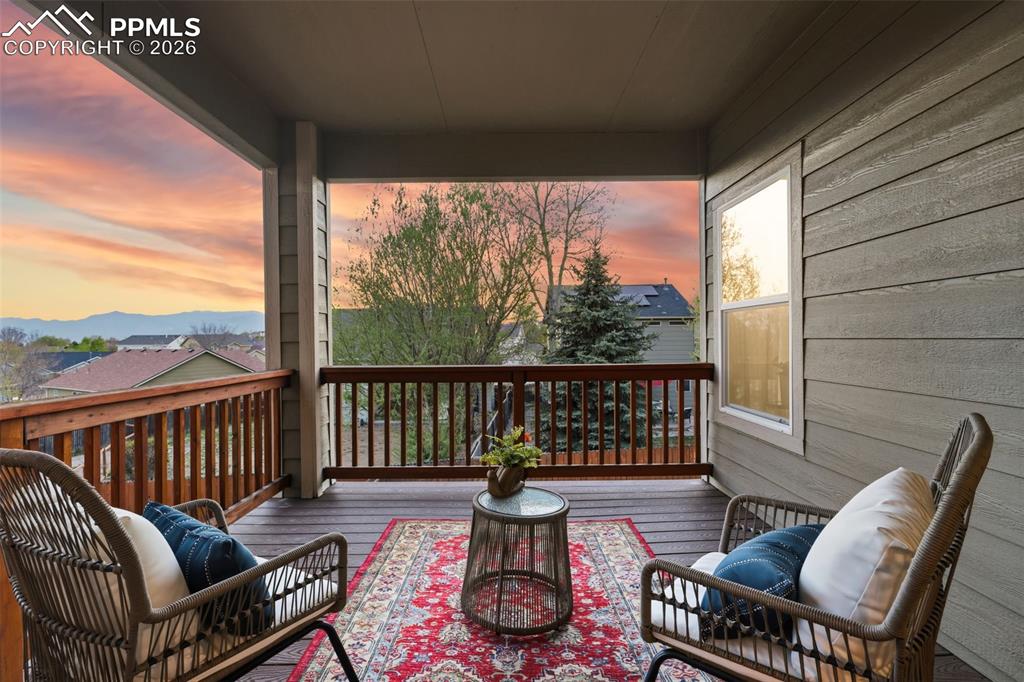 Image 3 of 36: Covered deck with views!