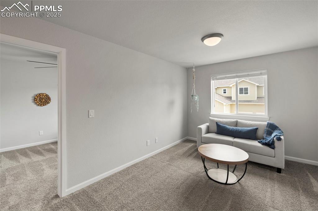 Image 15 of 24: Living area featuring carpet