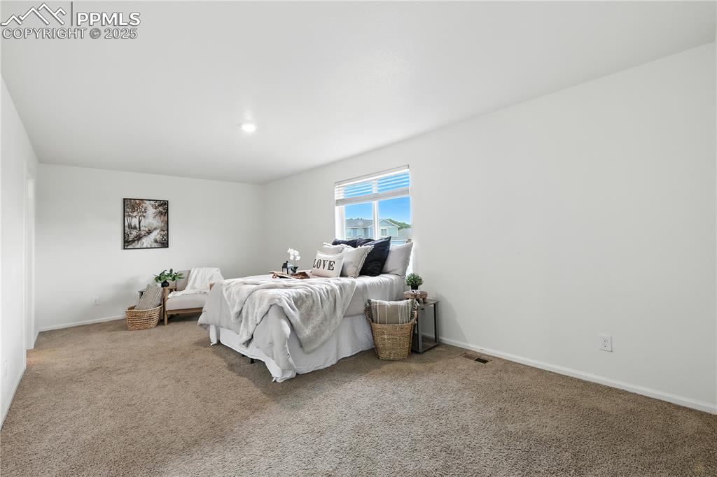 Image 23 of 47: Upper level Primary Bedroom with a generous walk in closet and adjoining 5