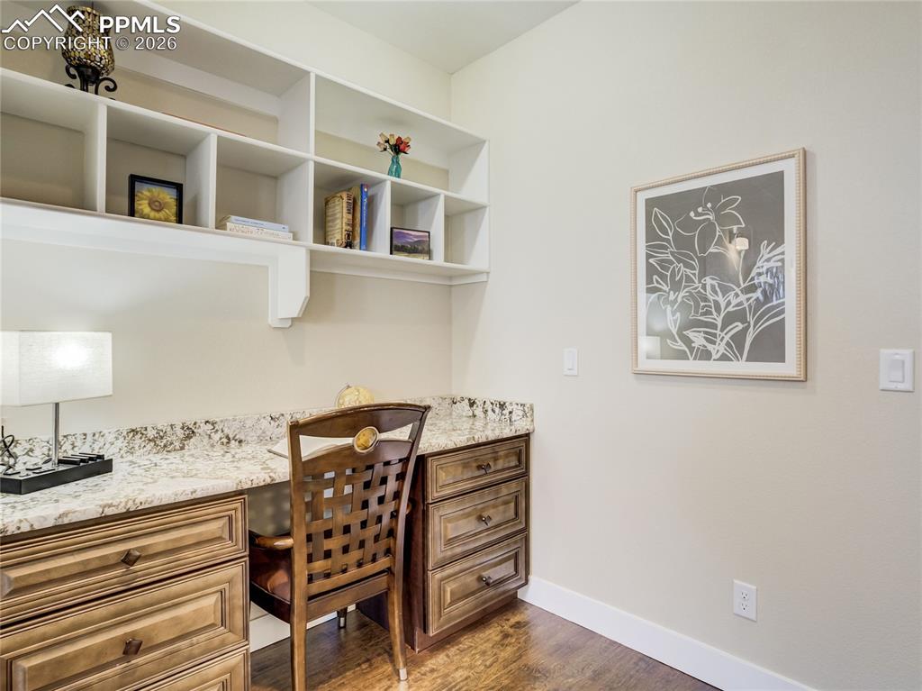 Image 26 of 47: Loft area built-in desk upstairs