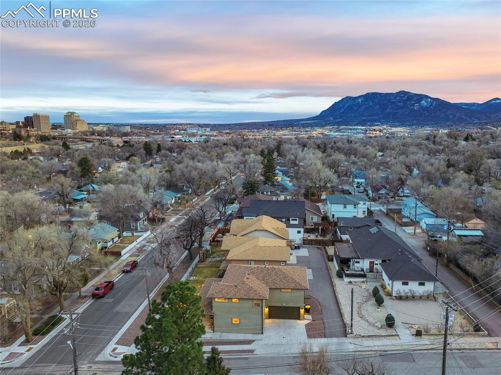 Image 42 of 47: Ariel view toward downtown Colorado Springs and Cheyenne Mountain