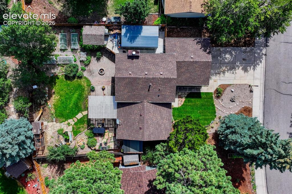 Image 44 of 50: Aerial view of home and lot.
