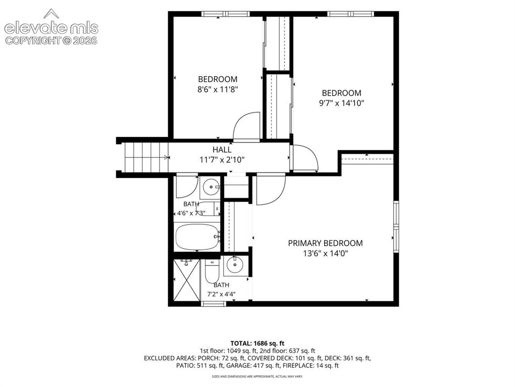 Image 49 of 50: Upper Level Floor Plan.