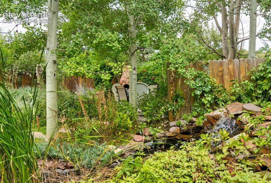 Image 31 of 50: Oasis backyard with aspen and apple trees