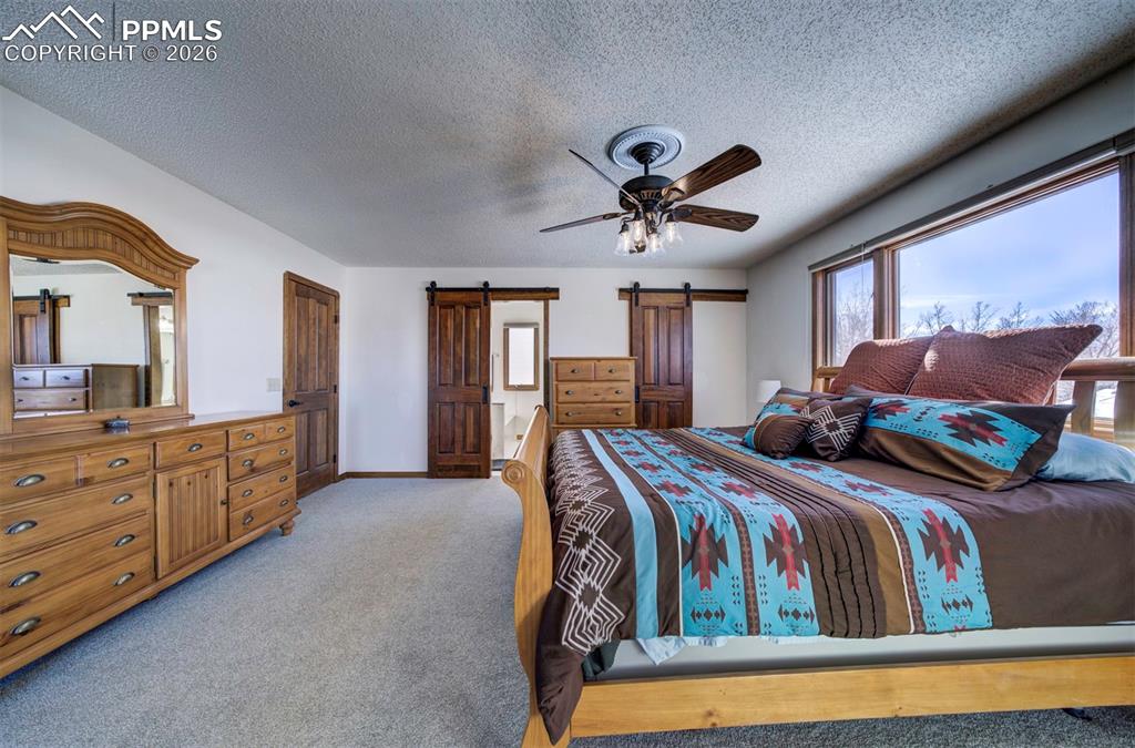 Image 19 of 38: Large primary bedroom with walk in closet. Adjoining 5 piece bathroom. Adjo