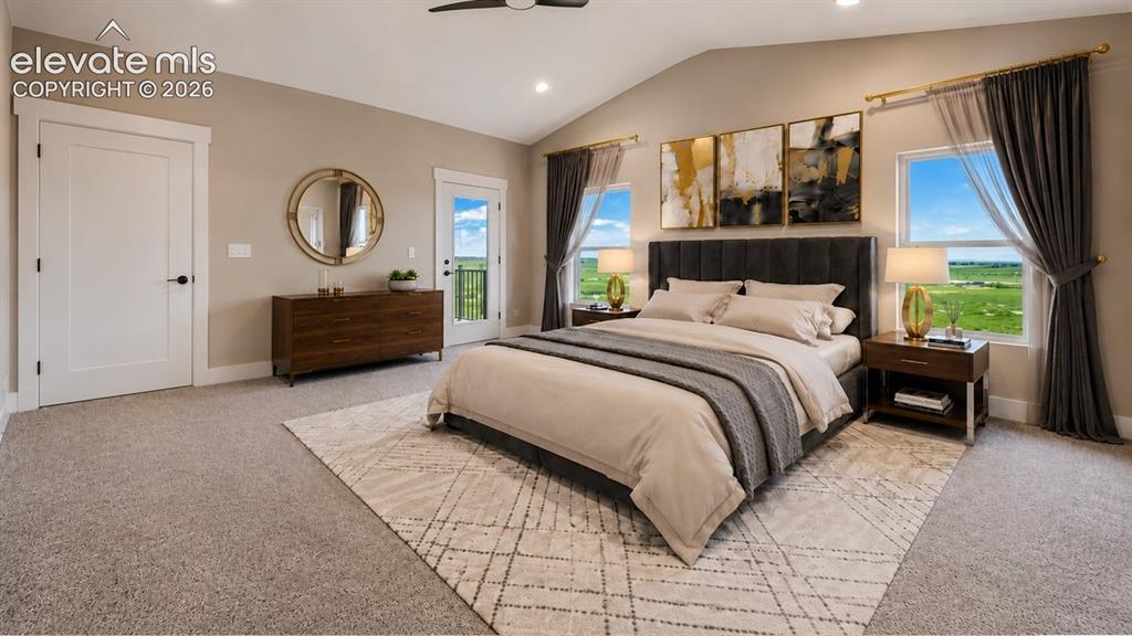 Image 18 of 40: Spacious room with vaulted ceiling and recessed lighting