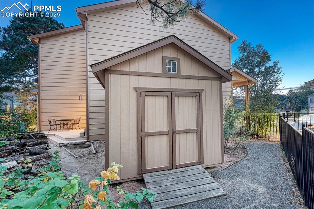 Image 43 of 48: Storage shed with power