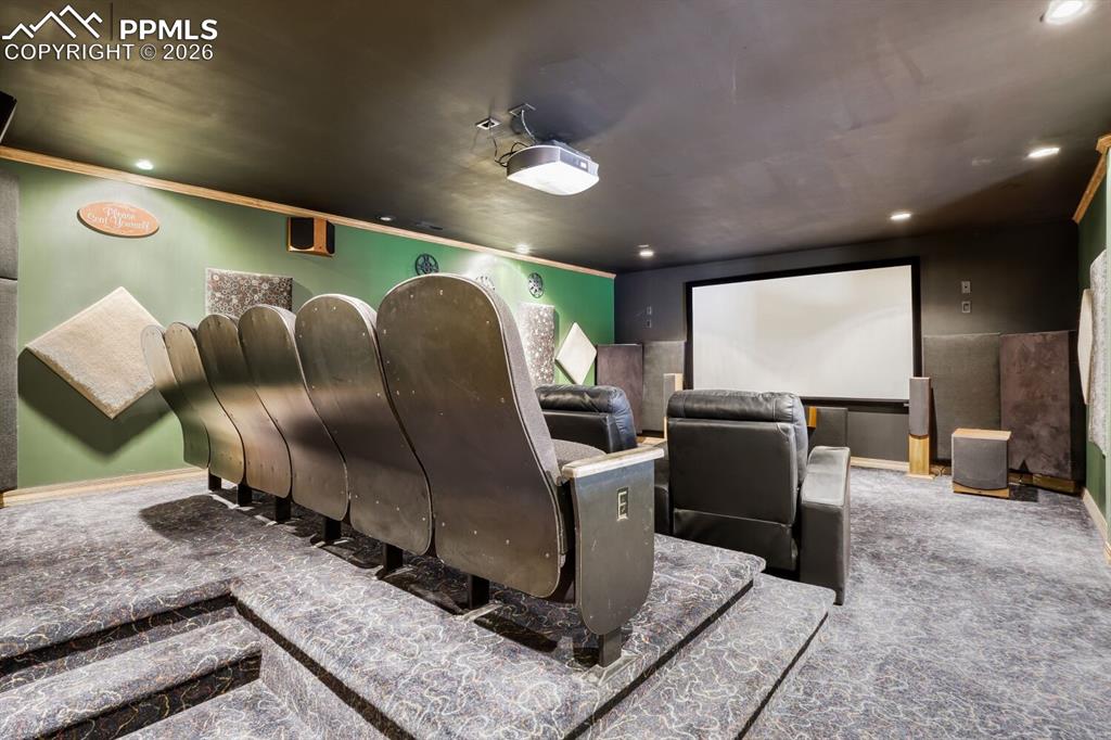 Image 39 of 50: Theater Room with theator seating and audio