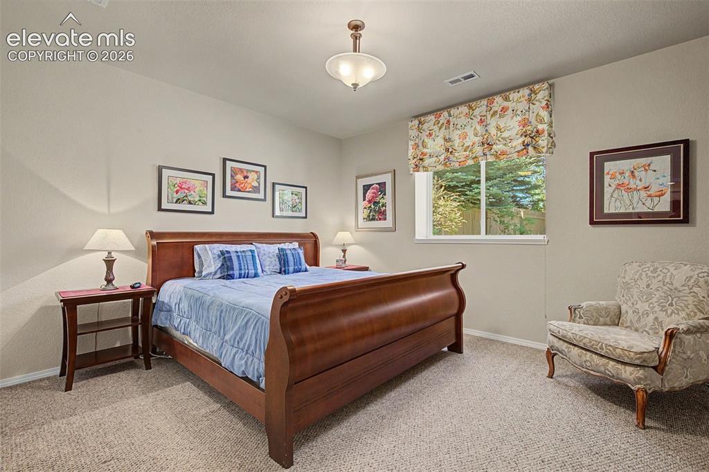 Image 23 of 31: Basement bedroom with garden window and walk-in closet.
