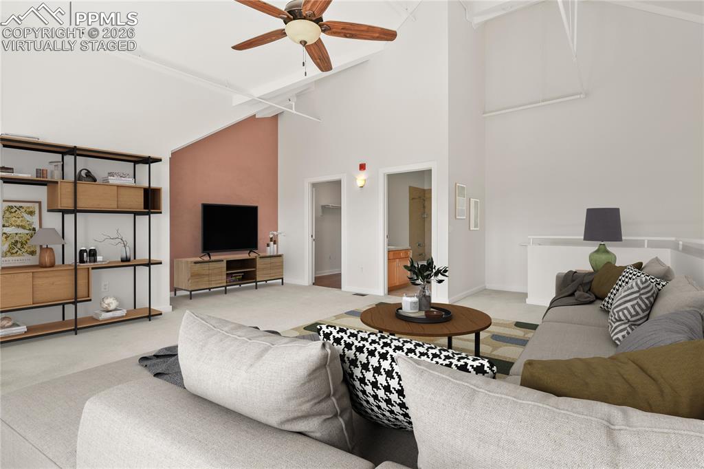 Image 29 of 50: Upper level loft area. Virtually staged.